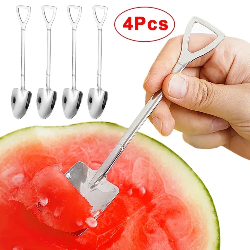 Stainless Steel Shovel Spoon Set For Coffee, Tea, Ice Cream, Dessert Creative Kitchen Tableware Cutlery Style A(2Pcs)