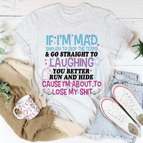 You Better Run And Hide Tee Heather Prism Dusty Blue M