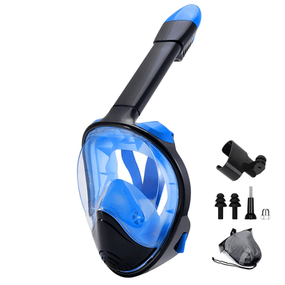 Full Face Snorkel Mask With Wide View And Camera Mount blueblack l xl