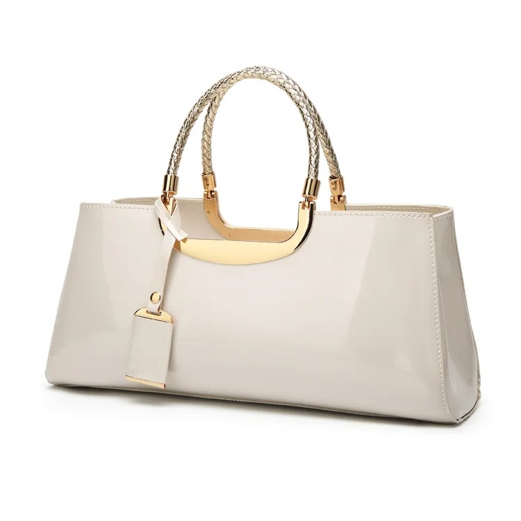 Patent Leather Bag Shoulder Bag Handbag Wedding Bag Bridal Bag Banquet Bag Tote Bag, Patent Leather Bag Shoulder Bag Handbag Wedding Bag Bridal Bag Banquet Bag Tote Bag, WHITE 34cm11cm15cm