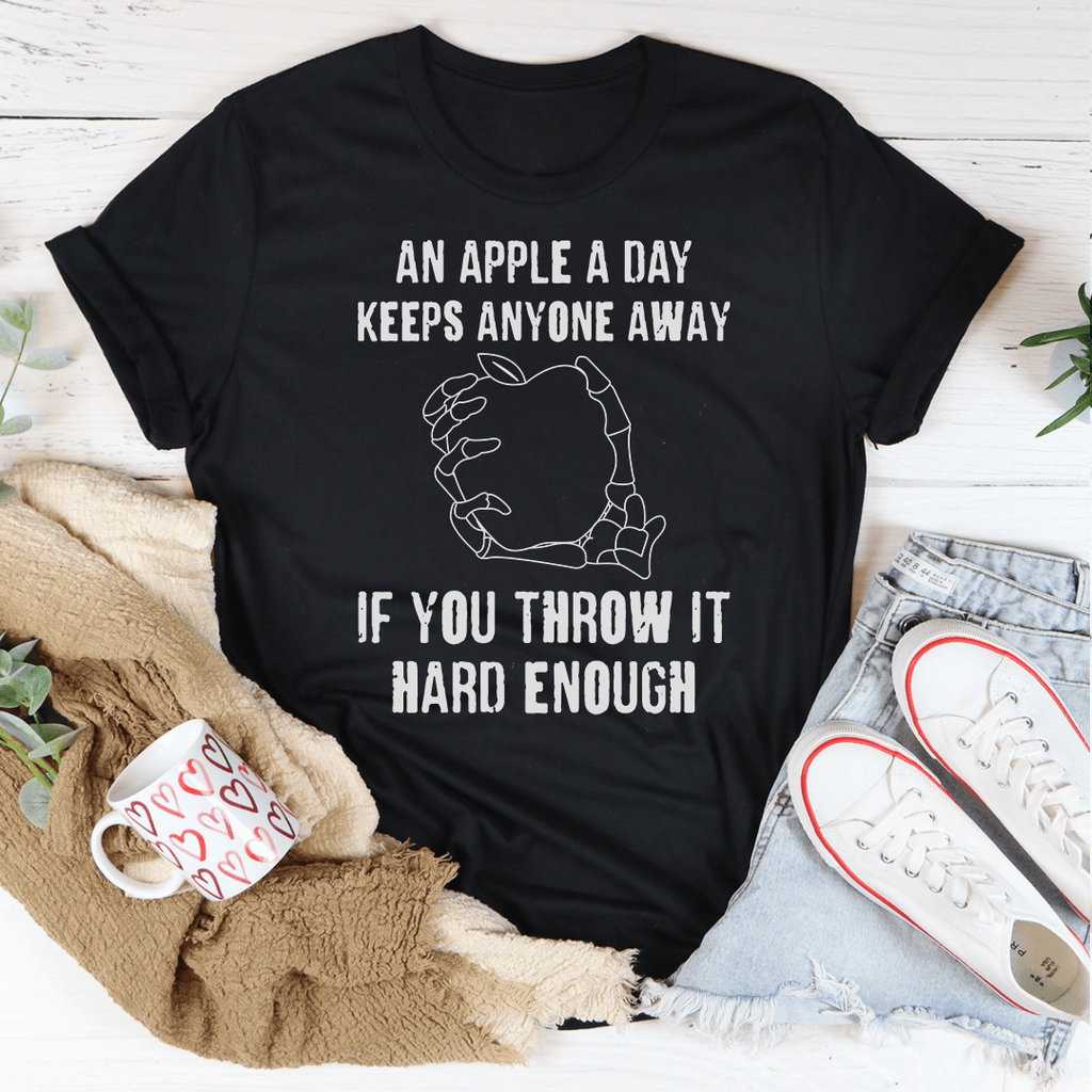 An Apple A Day Keeps Anyone Away If You Throw It Hard Enough Tee Heather Prism Peach L