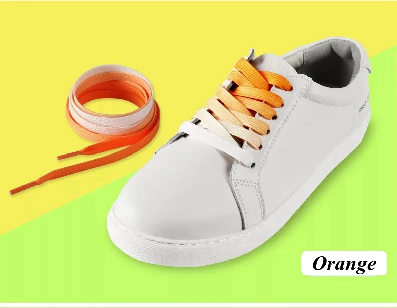 Gradient Shoelaces For Sneakers, Colorful Flat Shoe Laces For Casual Canvas Shoes, Sports Shoes, Trainers & Streetwear orange 120cm