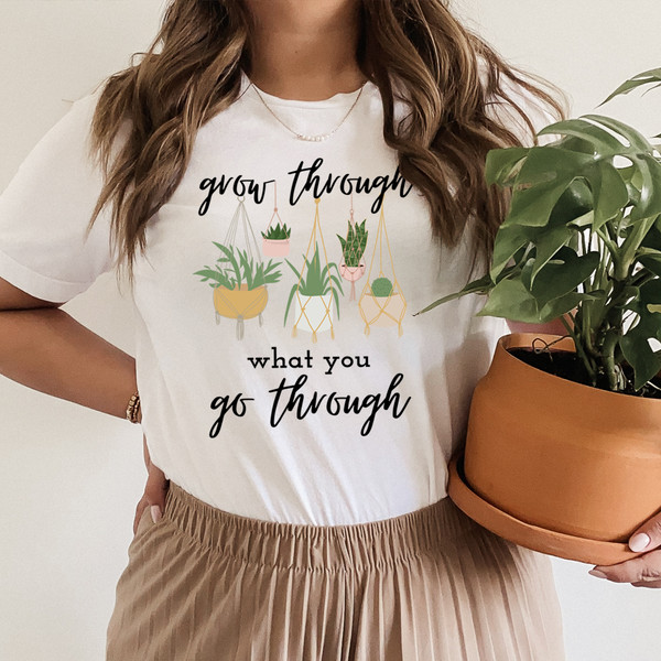 Grow Through What You Go Through Tee Heather Prism Dusty Blue XL
