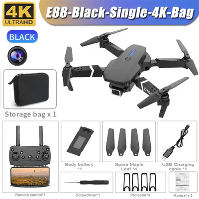 E99 Pro Drone With 6K Camera And Altitude Hold Quadcopter black single 4k bag