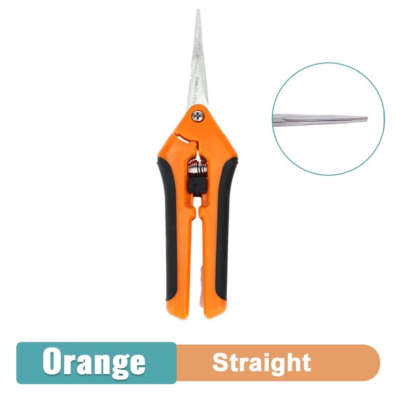 Garden Pruning Shears: Stainless Steel Pruner For Fruit Picking & Household Gardening Straight & Elbow Pruning Tools Color: Straight Orange