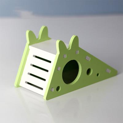 Wooden Bird Slide Toy With Stairs: Parrot Cage Accessory & Guinea Pig Hideout House Small Pet Supplies Green