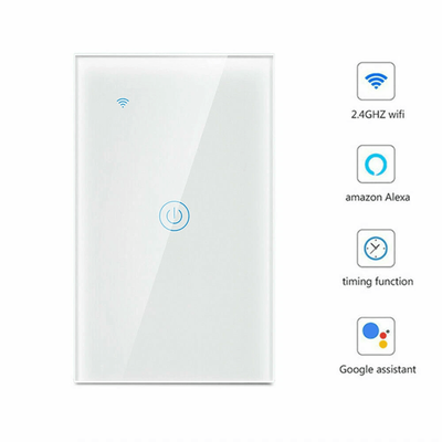 Gang WiFi Smart Wall Touch Light Switch Glass Panel Compatible With Alexa, Google Assistant Remote Control Via Smart App wall Switch 1 Gang