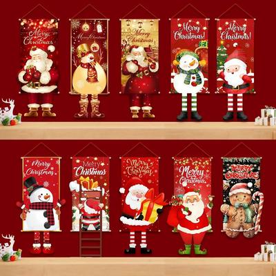 Merry Christmas Decorations: Santa Claus Hanging Flag, Xmas Gifts, Ornaments, New Year 2024 Navidad Natal Home Decor 10