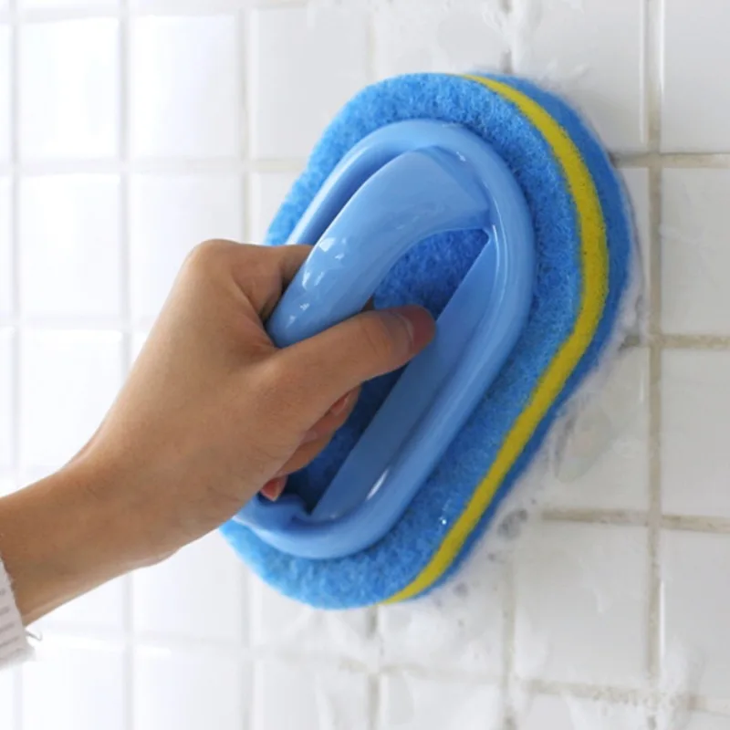 Multifunctional Household Cleaning Brush With Handle, Durable Scrubbing Sponge For Kitchen, Bathroom, Tub & Dish Soap 1pcs
