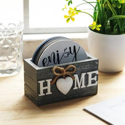 Home Love Wooden Coaster Set Insulated, Anti Scald Coasters For Household And Kitchen Use Home Love Wooden Coaster Set Insulated, Anti Scald Coasters For Household And Kitchen Use