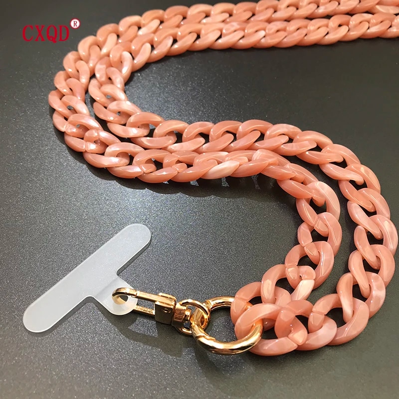 120cm Bevel Design Anti lost Phone Lanyard: Colorful Acrylic Neck Strap For Outdoor Use Portable Cell Phone Chain Acce 120cm Green 120cm
