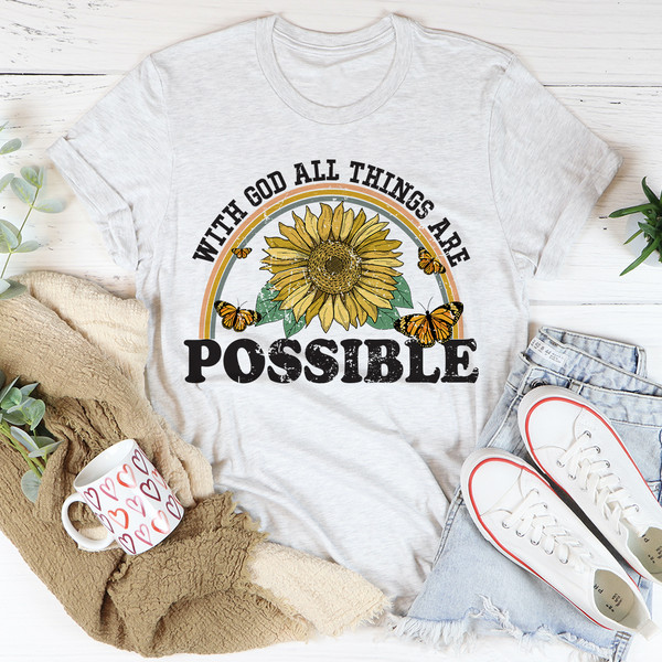 With God All Things Are Possible Tee Heather Prism Peach S