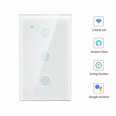 Gang WiFi Smart Wall Touch Light Switch Glass Panel Compatible With Alexa, Google Assistant Remote Control Via Smart App wall Switch 3 Gang
