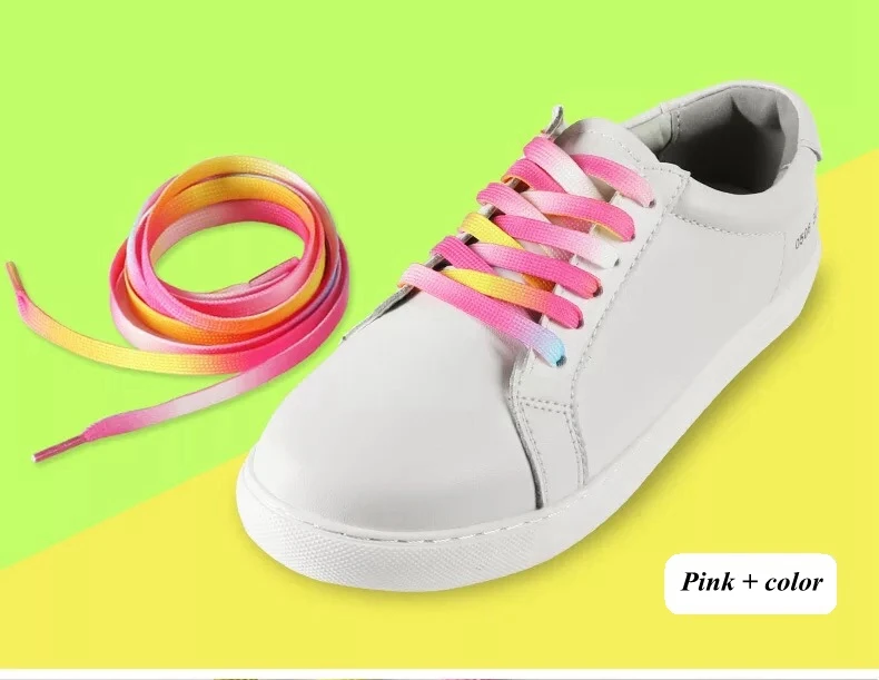 Gradient Shoelaces For Sneakers, Colorful Flat Shoe Laces For Casual Canvas Shoes, Sports Shoes, Trainers & Streetwear pink color 120cm