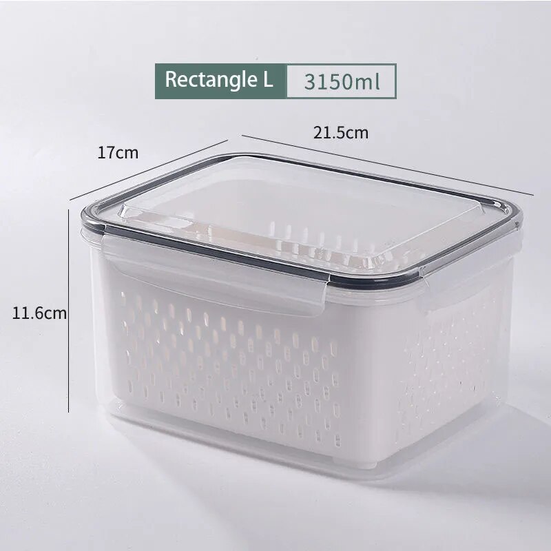 Plastic Fridge Food Storage Container With Lids Vegetable Fruit Keeper For Kitchen Refrigerator 5