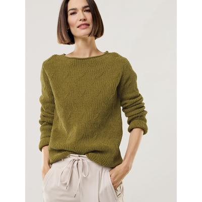 Walbusch Damen Baumwoll-Samt Pullover Gruen noch offen: Muster Image