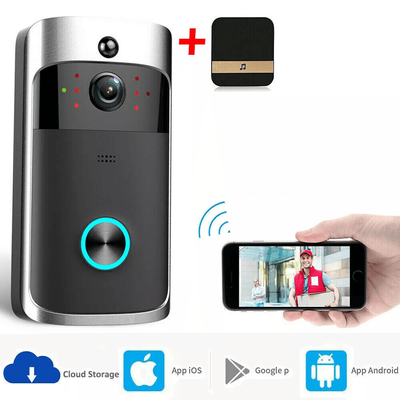 Smart Wireless WiFi Video Doorbell With Intercom & Security Camera HD Night Vision, Motion Detection, Free Cloud Storage doorbell + Chime