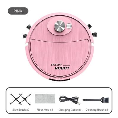 3 in 1 Intelligent Robotic Vacuum: Low Noise Floor Sweeper For Automatic Household Cleaning PINK