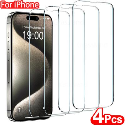 4Pcs Tempered Glass For IPhone 16 15 14 13 12 11 Pro Max Screen Protector For IPhone 7 8 Plus X XS Max XR Protective Glass Film for Iphone 15pro Max 4 Pieces
