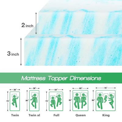 Cooling Gel Memory Foam Mattress Topper Full Size Soft And Breathable 2 To 3 Inch 3in King