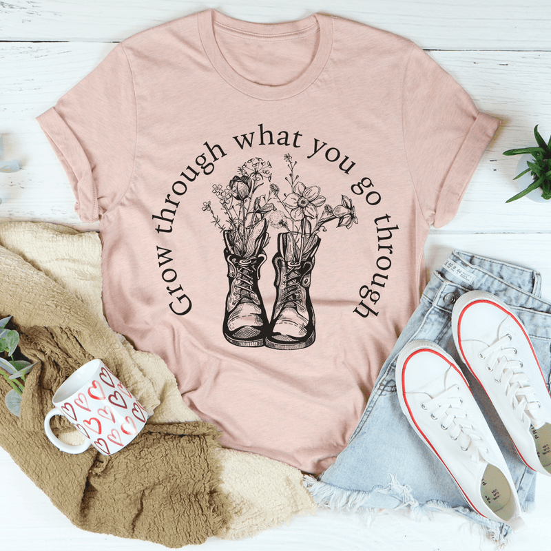 Grow Through What You Go Through Boots Tee 2XL Athletic Heather