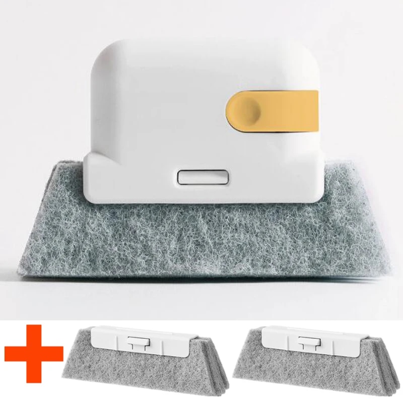 Household Window Cleaning Brush With Replaceable Head Effective For Windowsills, Grooves, Cabinets, And More! Yellow 2pcs Head