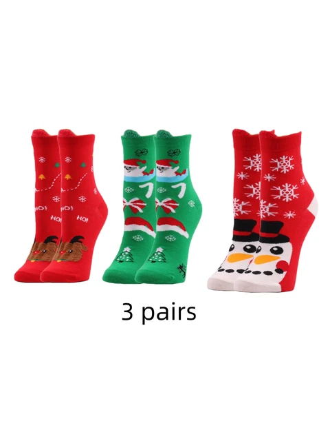 3 Pairs Of Autumn And Winter Women's Cartoon Christmas Socks, Medium Tube Socks, Three dimensional Ear Socks 3 Pairs Of Autumn And Winter Women's Cartoon Christmas Socks, Medium Tube Socks, Three dimensional Ear Socks Lvhongqielu