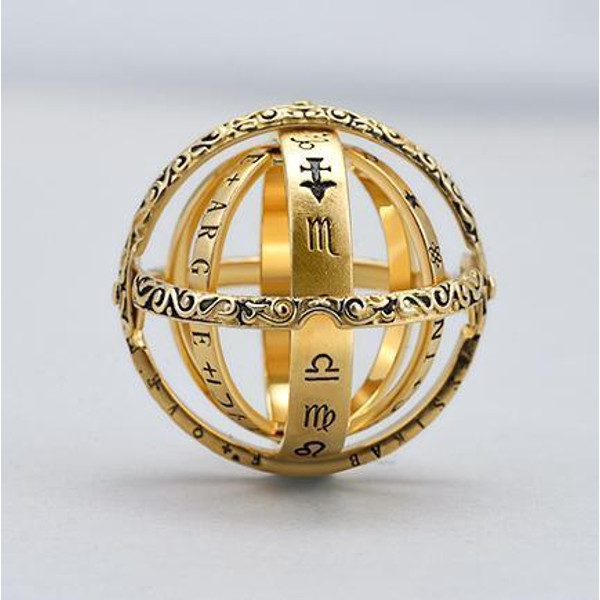Handmade Sphere Spinner Ring Gold 7