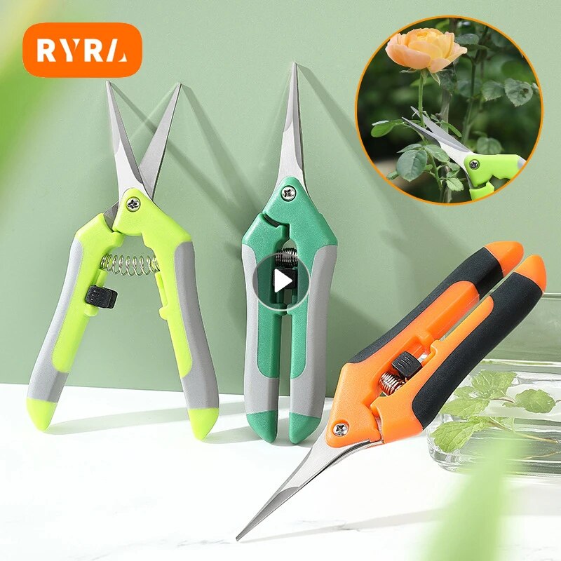 Garden Pruning Scissors: Fruit Picking & Weed Removal Tool Style A Straight