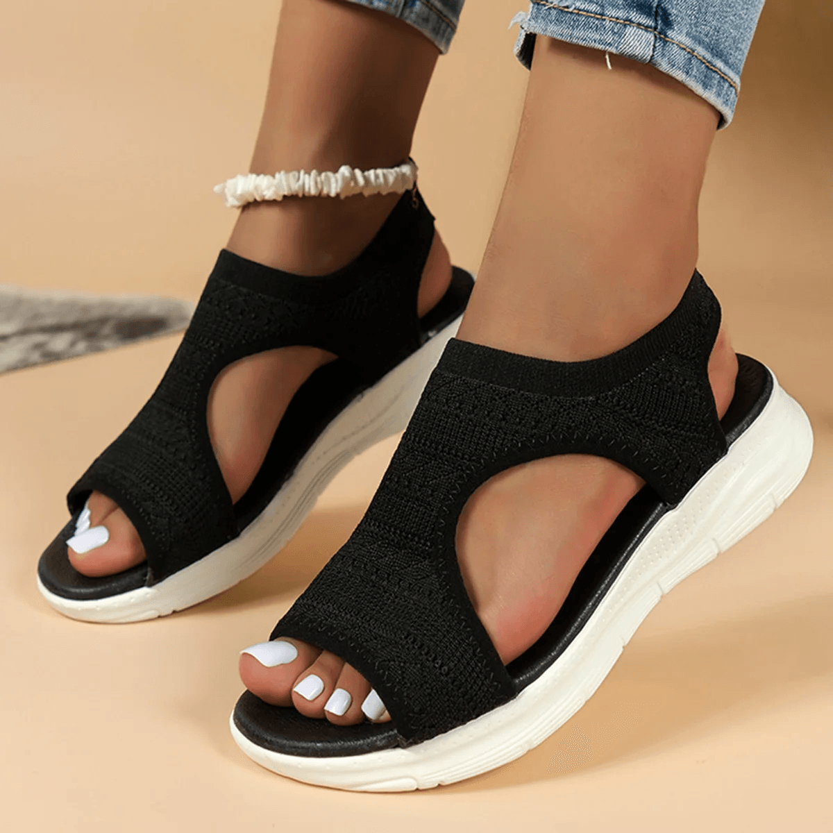 Women's Summer Wedge Sandals Casual Comfort Platform Sport Sandals In Plus Sizes black 10