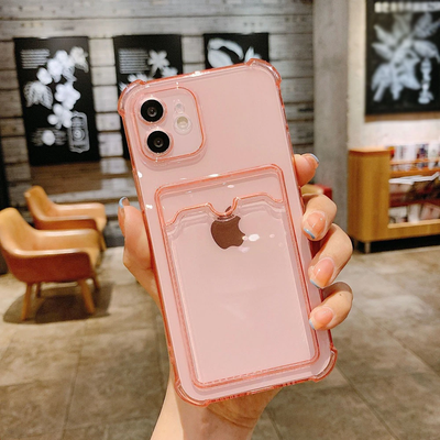 Transparent Silicone Wallet Case Pink Iphone 11 Pro Max