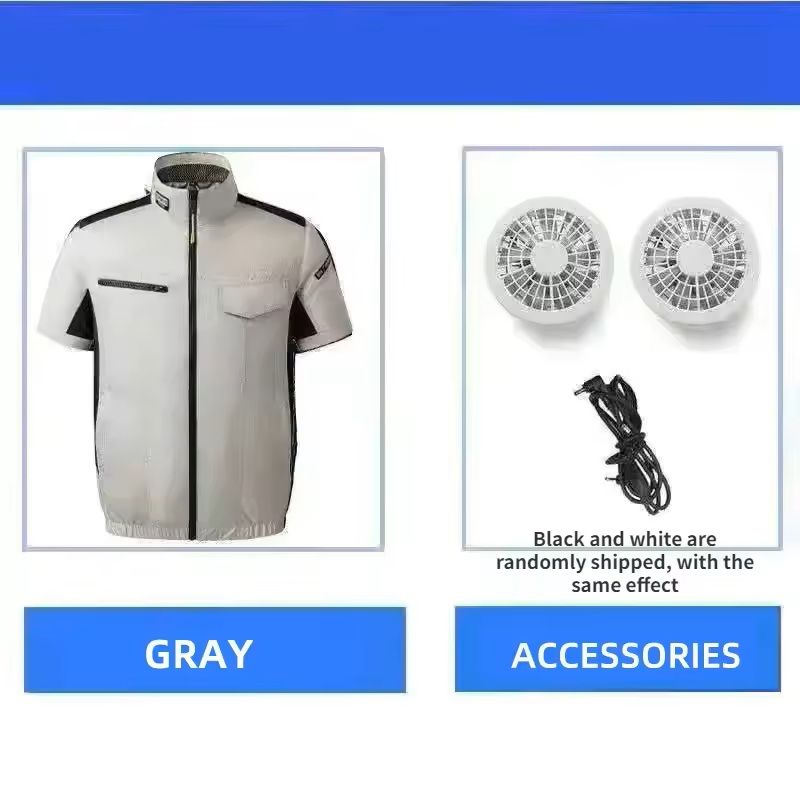 Men Cooling Fan Vest USB Air Conditioning Jacket For Outdoor Work And Summer Heat m grey
