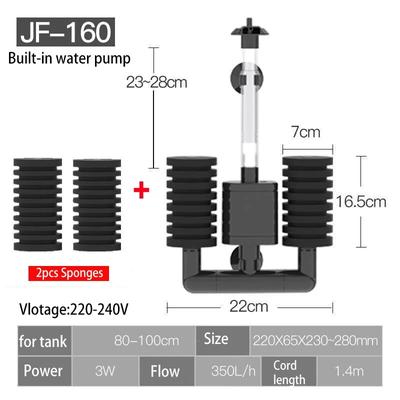 3 IN 1 Electric Power Filter Biochemical Sponge Silence Submersible Fish Tank Filter & Media Balls 1