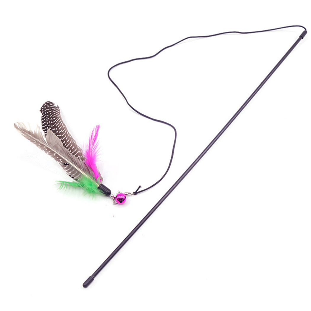 Colorful Cat Teaser Toy With Bell And Feather Wand Pet Supplies 1