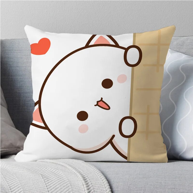 Kawaii Mocha Mochi Peach Cat Pillowcases Cute Throw Pillow Covers For Home Decor 15598 40x40cm