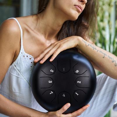 8 Tune Steel Tongue Drum Portable Hang Drum For Relaxation & Meditation Bright Pink