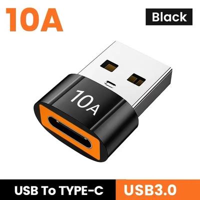 USB 3.0 OTG Adapter 10A, Type C Male To USB Female Fast Charging Converter For Smartphones, Tablets, PCs black 1
