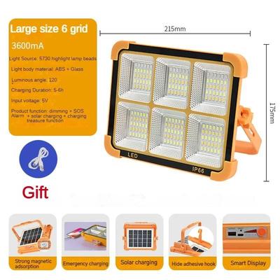 Camping Lantern Solar Rechargeable LED Tent Light With Magnet Powerful Flashlight & Power Bank For Emergency,Repair Use 6gird 3600ma
