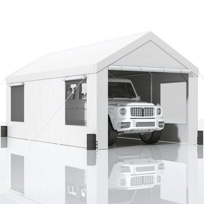 10x20Ft Heavy Duty Carport Canopy With 8 Legs, Sidewalls Windows Portable Garage Tent For Cars, Boats, And Outdoor Event 10x20Ft Heavy Duty Carport Canopy With 8 Legs, Sidewalls Windows Portable Garage Tent For Cars, Boats, And Outdoor Event