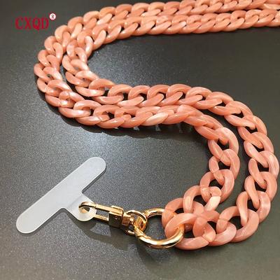 120cm Bevel Design Anti lost Phone Lanyard: Colorful Acrylic Neck Strap For Outdoor Use Portable Cell Phone Chain Acce 120cm White T 120cm