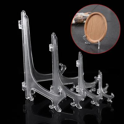 Fashion Clear Plastic Plate Display Stand: Easel Holder For Photo Frames 3 5 7 9inch Size Options 4inch(10cm)