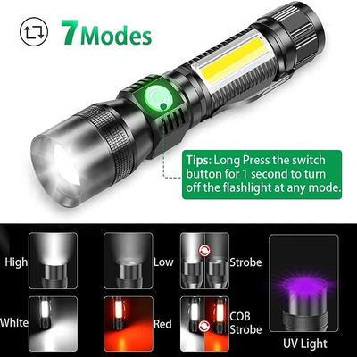 IUV Light Flashlight: USB Rechargeable Camping Lantern For Pets & Urine Stains 18650 Battery