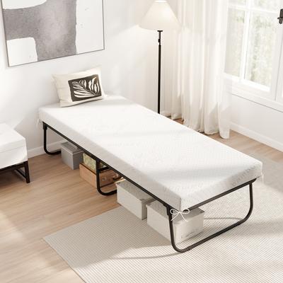 Portable Folding Guest Bed With 4 Gel Memory Foam, Space Saving Foldable Cot Portable Folding Guest Bed With 4 Gel Memory Foam, Space Saving Foldable Cot