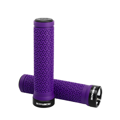 Bicycle Handlebar Grips MTB Mountain Bike Non Slip Rubber Lock On Covers, Single Sided Locking Cycling Handle Grips purple