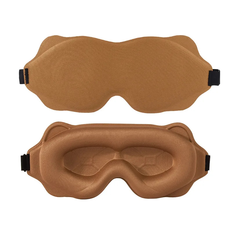 3D Travel Silk Eye Mask Sleeping Soft Padded Shade Cover Rest Relax Blindfold brown