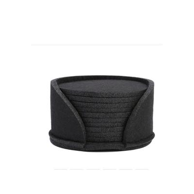 10pcs Round Felt Coaster Set: Heat Resistant Dining Table Protector Pads For Cups, Mugs, Coffee, Tea Kitchen Accessori Black