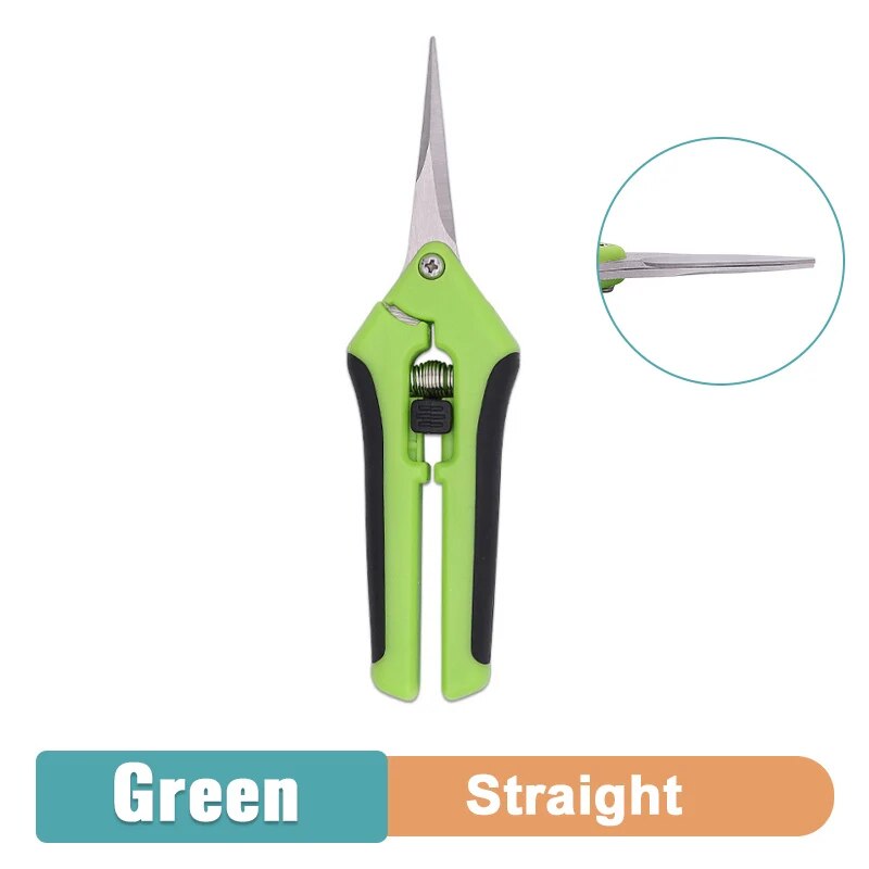 Garden Pruning Shears: Stainless Steel Pruner For Fruit Picking & Household Gardening Straight & Elbow Pruning Tools Color: Straight Green
