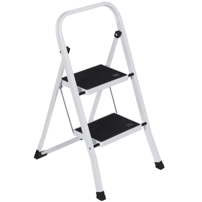 Folding 2 Step Ladder With Anti Slip Wide Pedals & Handgrip, Lightweight & Portable Step Stool Folding 2 Step Ladder With Anti Slip Wide Pedals & Handgrip, Lightweight & Portable Step Stool