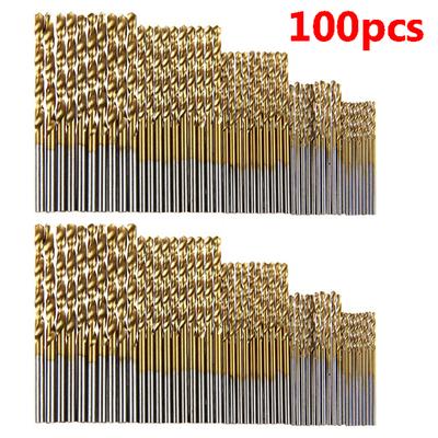 Professional 50 100PCS HSS Drill Bit Set, Titanium Coated 1 3mm Precision Bits For DIY, Engineering & Home Improvement 100pcs Gold