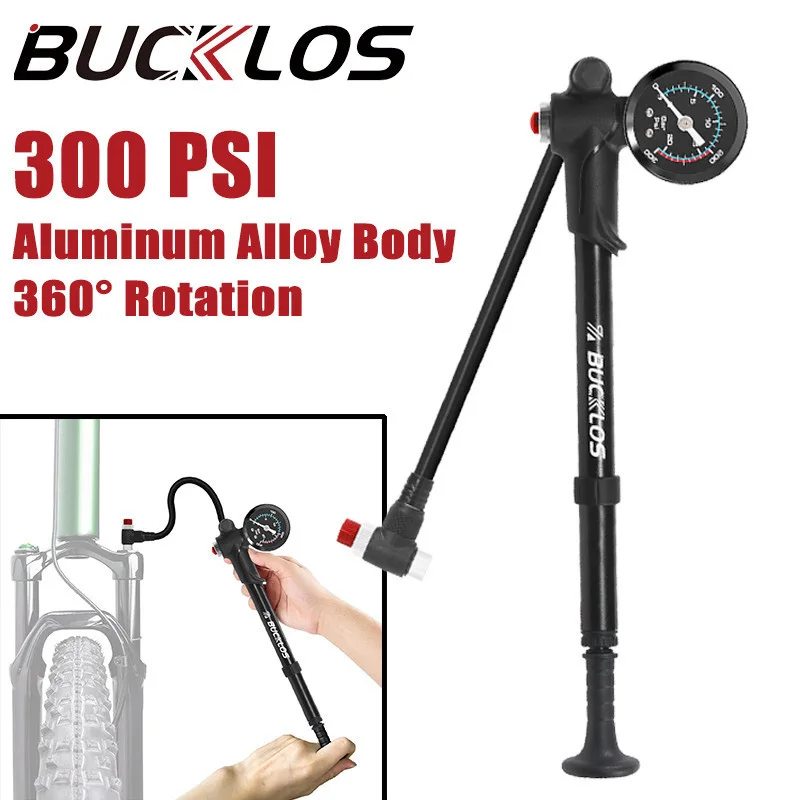 Fahrrad Gabel Luftpumpe mit Manometer 300psi Hochdruck Fahrradpumpe Schrader Presta Ventil Inflator Mountain Road Bike Zubehör Image